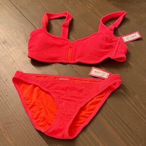 Women's Pink/Coral textured Bikini Set